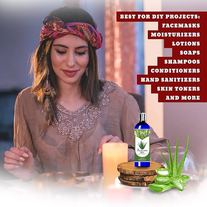 ANCIENT HEALTH REMEDIES Organic Unrefined Cold Pressed PURE ALOE GEL, Bulk Wholesale Beauty, Skin Care, Moisturizing DIY GEL For DYI Skin Products (INDIA) (16 oz)