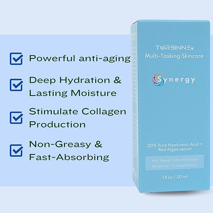 20% Pure Hyaluronic Acid + Red Algae Serum – Anti-Aging, Hydrating, Collagen Boost – Retinol, Vitamin C, CoQ10, Tea Tree Oil – Brightening, UV Protection – For All Skin Types (3 Count)