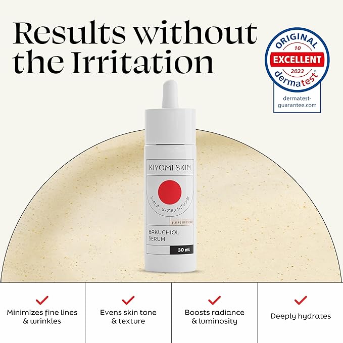 Bakuchiol Face Serum - Gentle Retinol Alternative with 5-ALA, Niacinamide - Anti-Aging Formula for Fine Lines, Wrinkles, Even Skin Tone - Vegan Facial Serum for All Skin Types - 1 Fl Oz