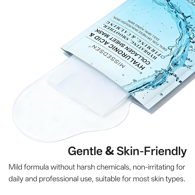 Collagen Face Mask with Hyaluronic Acid, Vitamin E Oil for Skin Care Hydrating, Moisturizing, Brightening & Anti Aging Face Masks Skincare for Oil, Dry, Acne, Sensitive All Skin Types 12PCS