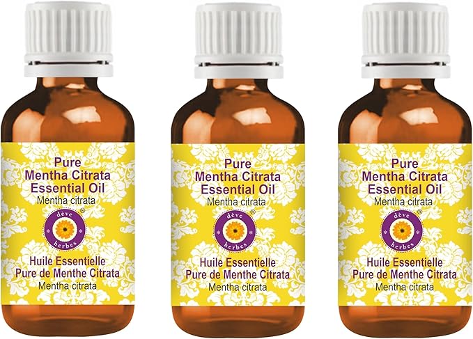 Deve Herbes Pure Mentha Citrata Essential Oil (Mentha citrata) Steam Distilled (Pack of Three) 100ml X 3 (10 oz)