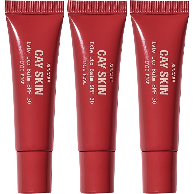 Cay Skin Isle Lip Balm SPF 30 – High Shine, Hydrating + Sheer Lip Gloss in Vanilla Brown Sugar Flavor – Formulated with Natural Ingredients for All Skin Tones – 3-Pack, Irie Rose, 1.05 oz