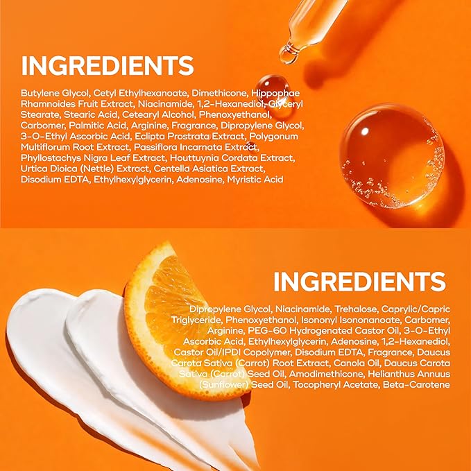 Vitamin C Serum & Cream Duo Set – Dermatologist Tested, Anti Aging Korean Skin Care – Hydrates, Smooths Fine Lines, Supports Collagen Production - Vegan, Clean Beauty