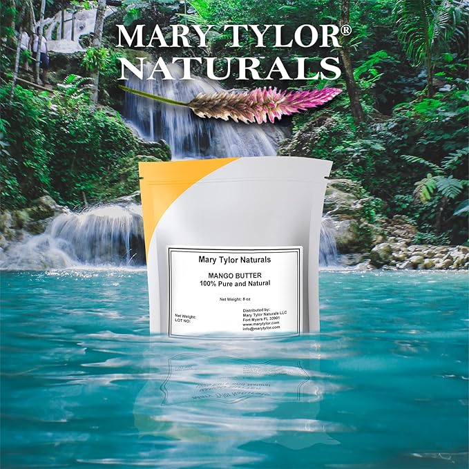 Mary Tylor Naturals Mango Butter 8 oz Cold Pressed, Unrefined,Raw Pure Mango Butter — Can be used for hair, skin and nails