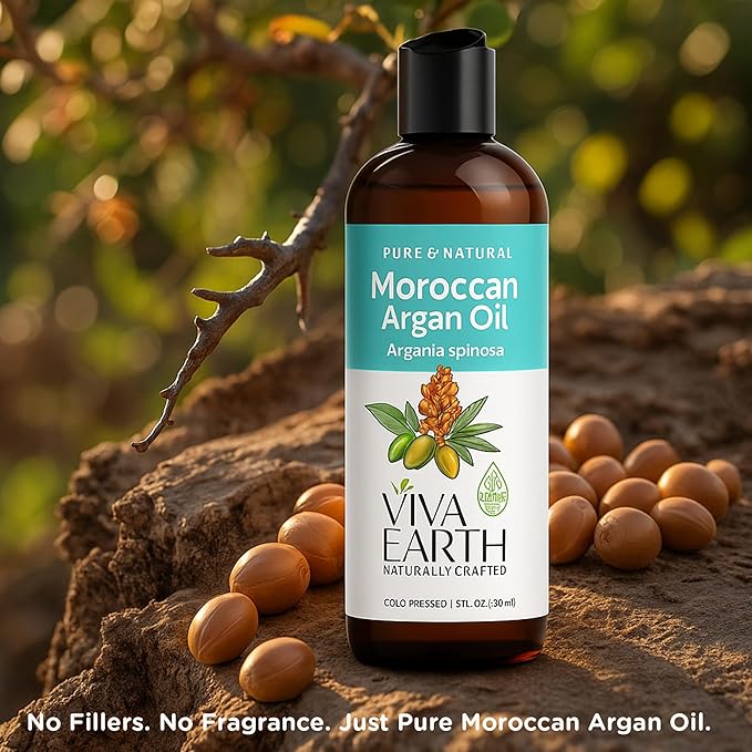 Argan Oil of Morocco – 100% Pure Cold Pressed Argan Oil for Hair, Face & Body – Lightweight Deep Moisturizing Oil for Dry, Damaged Hair & Skin – 8 Fl Oz – Aceite de Argan