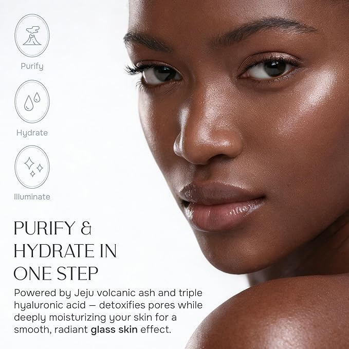 NUNA Volcanic Ash Hydrogel Face Masks with Smile Line Patches – Korean Glass Skin Detox & Deep Hydrating Jelly Mask with Hyaluronic Acid, Ceramides – Overnight Moisturizing + Purifying Care, 7 Sheets