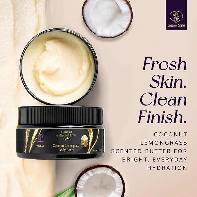 African Shea Butter Raw Organic Shea Butter for Skin 2 Oz Coconut Lemongrass – USDA Organic Certified All-Natural Moisturizer for Face, Hair and Body Care, Suitable for All Skin Types