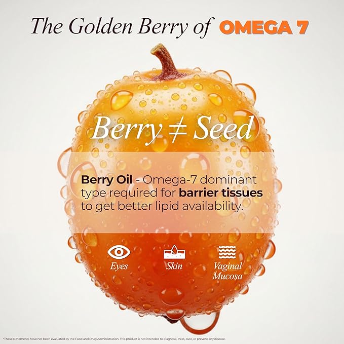 TODICAMP Sea Buckthorn Berry Oil 2 fl oz Omega 7 Vegan Omega 3 6 9 Sea Buckthorn Oil for Face, Skin, Eyes & Postemonapuse Dryness