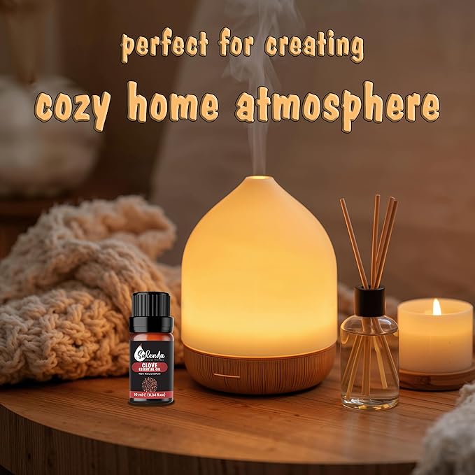 Clove Essential Oil for Diffusers for Home, Clove Oil for Teeth and Gums, Aromatherapy Oils, 100% Pure Natural, 0.34 Fl Oz (10 ml)