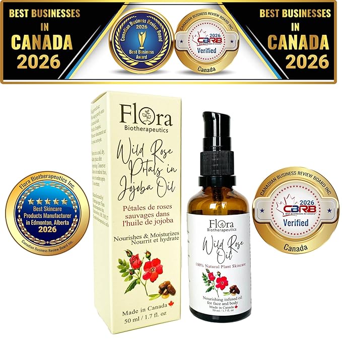 FLORA Organic Wild Rose Petals infused in JOJOBA Oil. Rejuvenate. Replenish. 1.7fl oz