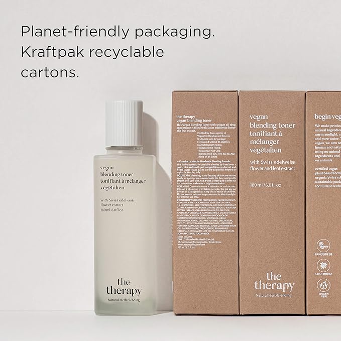 THE FACE SHOP The Therapy Vegan Blending Toner | Organic Vegan Soothing Face Toner | Elasticity Improvement & Deeply Hydrating | Eco-Friendly,6.09 fl. Oz,K-Beauty