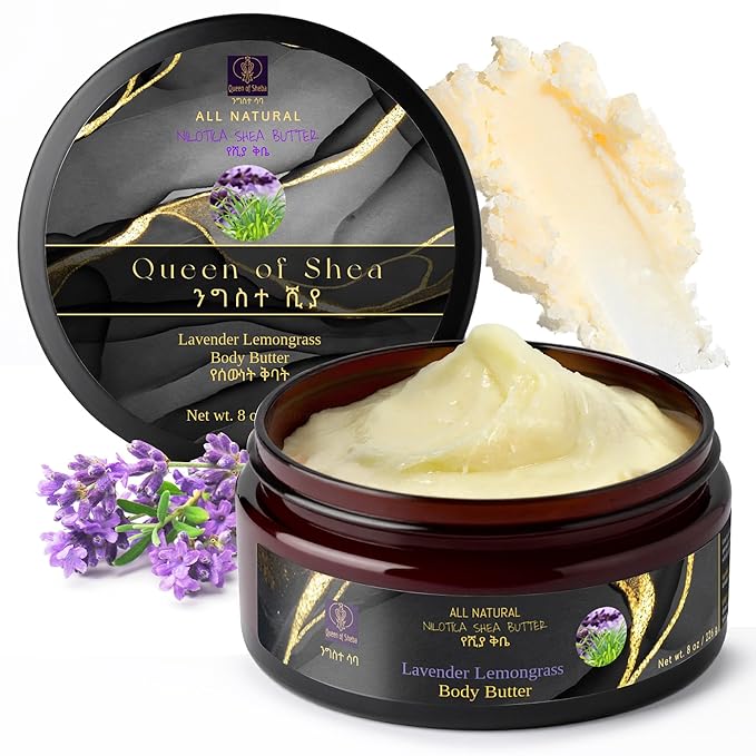 African Shea Butter Raw Organic Shea Butter for Skin 8 Oz Lavender Lemongrass – USDA Organic Certified All-Natural Moisturizer for Face, Hair and Body Care, Suitable for All Skin Types