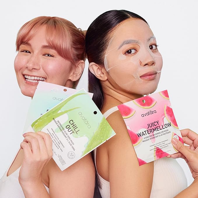 Avatara Juicy Watermellow Facial Mask 5 Sheets, Hydrating Mask, Sheet Masks, Watermelon Extract & Hyaluronic Acid, Face Mask Skincare Beauty Essential, Moisturize & Nourish Dry, Tired Skin, 5 Pack