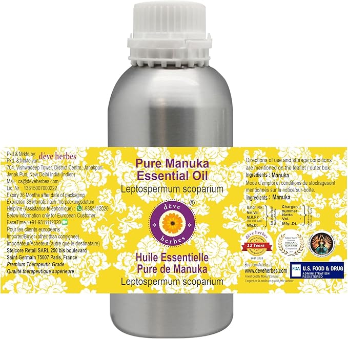 Deve Herbes Pure Manuka Essential Oil (Leptospermum scoparium) Steam Distilled 1250ml (42 oz)