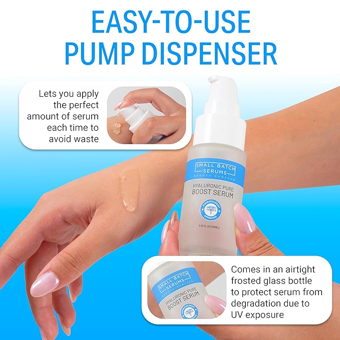 Pure Hyaluronic Acid Face Serum for Women - For Dull, Dry Facial Skin w/Ultra Moisturizer HA Acido Hialuronico - Anti Aging Daily Plumping Hydrating Skincare Serum - Alcohol Fee - Made in USA