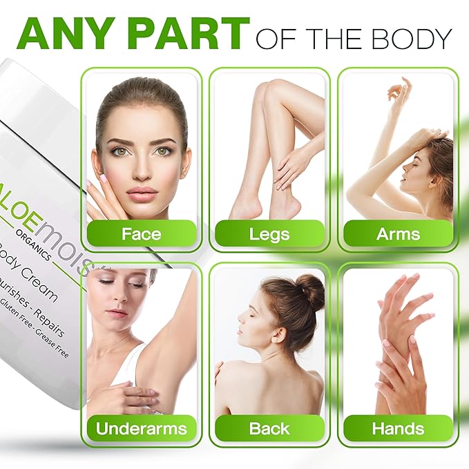 Organic Aloe Vera Face Cream & Body Moisturizing Cream, Natural Aloe Vera Lotion with Vitamin E Oil, Vitamin C, Retinol Cream, Shea Butter, Anti Aging Face Moisturizer for Women Dry Skin (8 oz - 2pk)