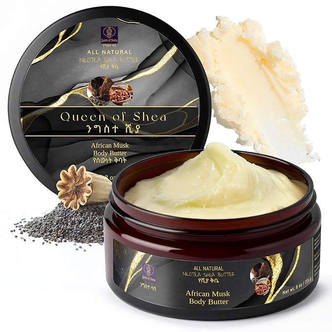 African Shea Butter Raw Organic Shea Butter for Skin 8 Oz African Musk – USDA Organic Certified All-Natural Moisturizer for Face, Hair and Body Care, Suitable for All Skin Types