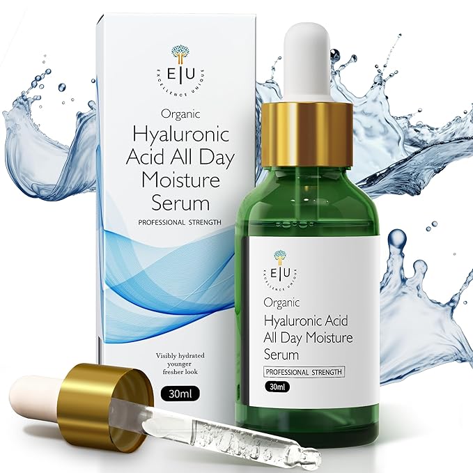 Organic Hyaluronic Acid Serum for Face – 30ml Hydrating Serum – Hyaluronic Acid Serums for Deep Moisture, Plumping & Anti-Aging