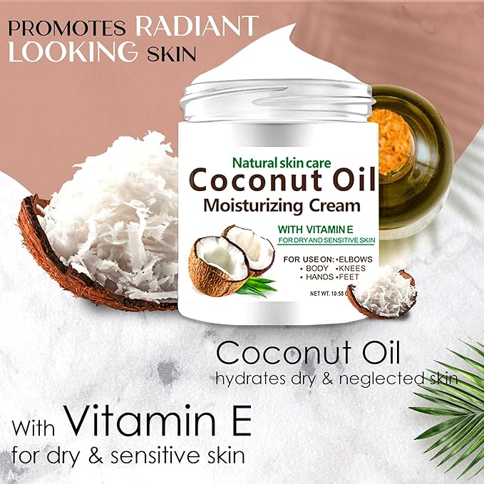 Coconut Cream 300ml – Moisturizing Body Lotion for Dry Skin – Nourishing Cream for Skin & Body – Natural Coconut Moisturizer for Women & Men