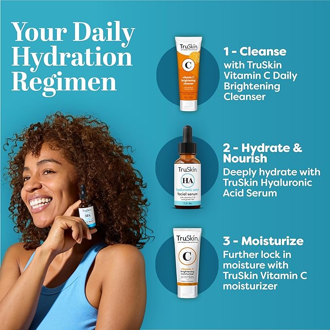 TruSkin Hyaluronic Acid Serum for Face – 7 Ultra-Hydrating Ingredients – Moisturizing & Plumping Facial Serum for Smooth, Healthy-Looking Skin, 1 Fl Oz