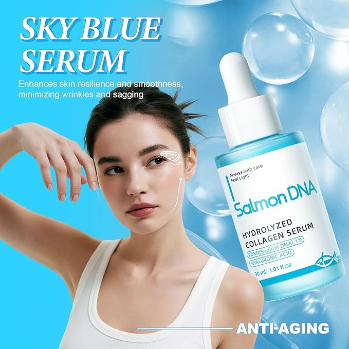PDRN Serum with Salmon DNA, Hyaluronic Acid & Peptides, Anti-Aging Face Treatment for Firming, Plumping & Refining Skin Texture, Korean Recipe Skincare, 30ml