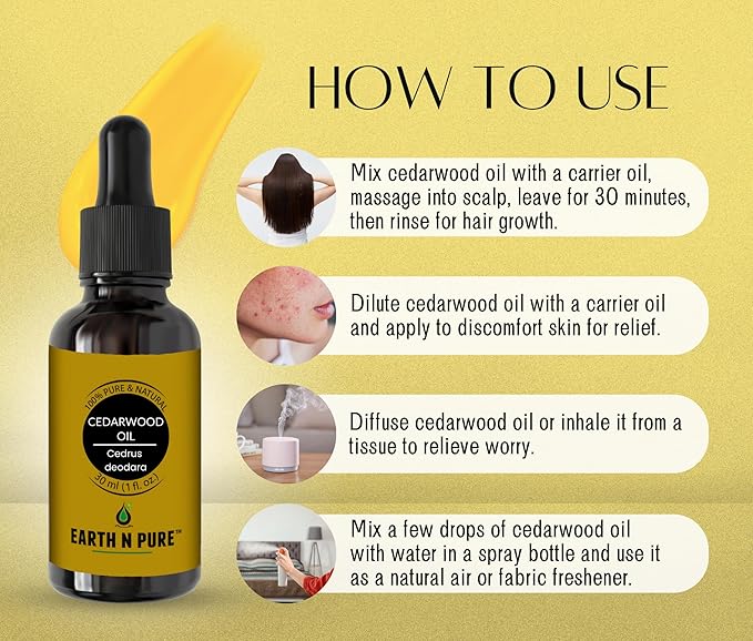 Earth N Pure Cedarwood Essential Oil for Skin and Hair | Natural and Therapeutic Grade | 100ML