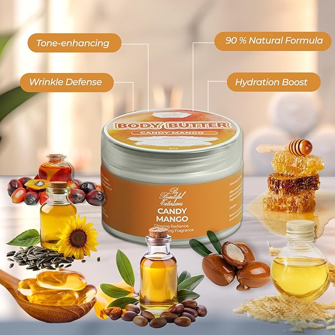 body butter candy mango scent long -lasting fragrance,hydrate skin jojoba oil and more 8oz