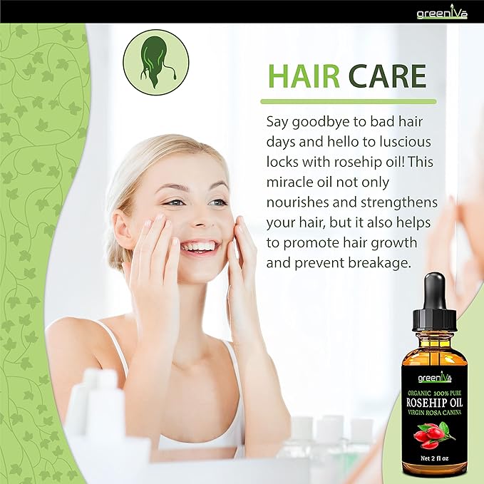 GreenIVe Organically Grown Rosehip Oil Rosa Canina 100% Pure Cold Pressed Virgin Oil Exclusively on Amazon (8 Fl Oz)