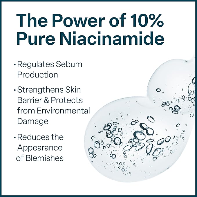 NiacinaMax Serum with 10% Niacinamide (Vitamin B3), Tea Tree Oil, Calendula Extract, Allantoin and Vit. B5 & E – Enhanced Dermal Penetration – Shrinks Pores & Reduces Blemishes on Skin – 2 oz / 60 ml