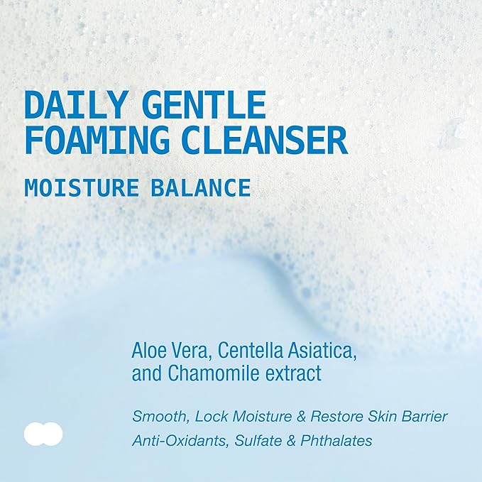 Ruby Kisses Daily Foaming Face Cleanser, Moisture & Balance, Suitable for Sensitive, All Skin Types, Gentle Cleanse & Hydrate, Aloe Vera, Vegan & Cruelty Free, Made in Korea
