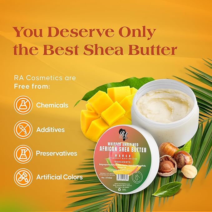 RA COSMETICS 100% African Shea Butter & Whipped Shea Butter Pineapple - 6oz
