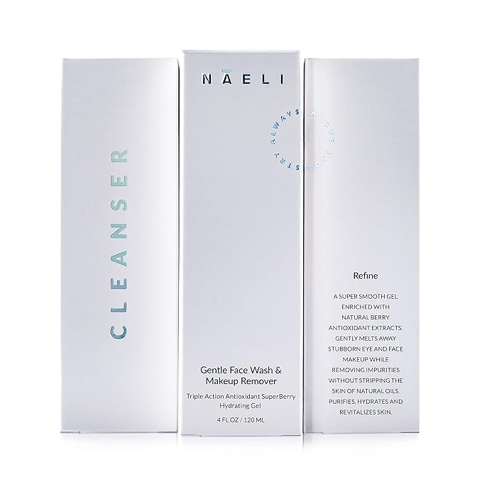 NAELI Gentle Face Cleanser - All Natural Anti Aging Vitamin C Face Wash for Sensitive & Dry Skin with Hyaluronic Acid & Antioxidants - Vegan & Cruelty Free, 4 oz