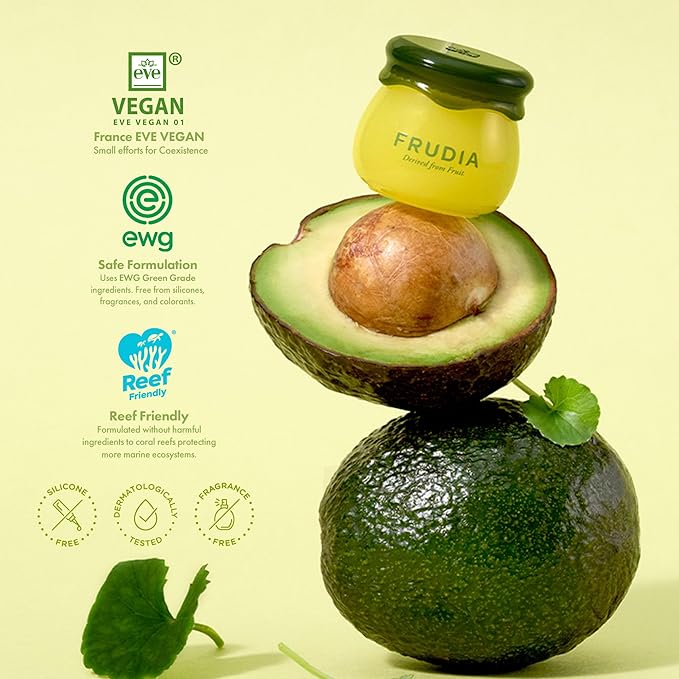 FRUDIA Avocado Cica Relief Vegan Lip Balm, Hydrating & Moisturizing Organic Korean Lip Balm made with Shea Butter & Centella Asiatica for Soft & Smooth Lips (0.33 fl oz)