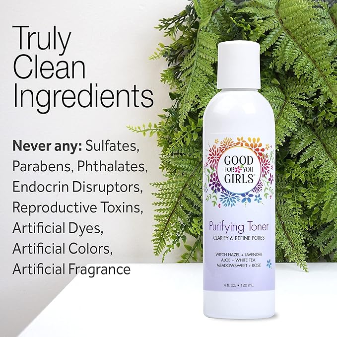Good For You Girls Hydrating Toner for Face Contains Aloe, Witch Hazel, Meadowsweet, Chamomile, Rosewater, Witch Hazel Toner for Face, Alcohol Free (4 Fl. Oz)