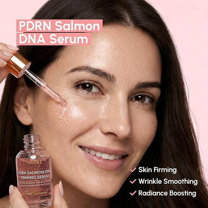 MAREE PDRN Serum – Peptides Serum for Face Anti-Aging – Salmon DNA Face Serum with Retinol, Niacinamide & Collagen – Hydrating Facial Serums for Women – Glass Skin Glow Wrinkle Care Moisturizer