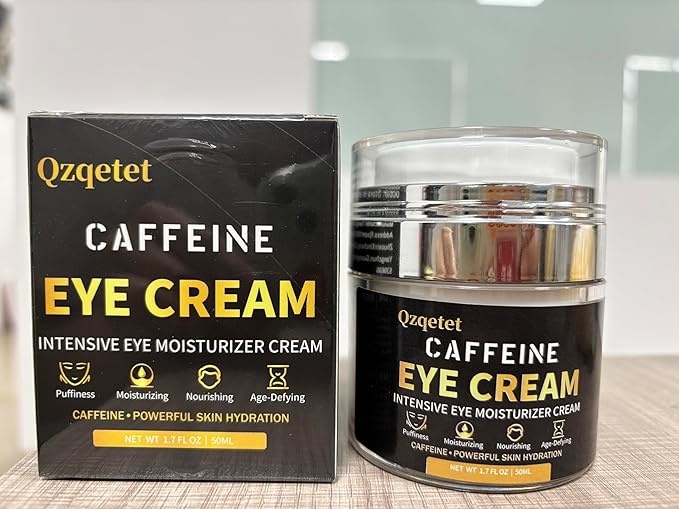 Caffeine Eye Cream, Under Cream for Puffiness and Bags Under Eyes Firming, Reduce Dark Circles Wrinkles Fine Lines - Anti Aging