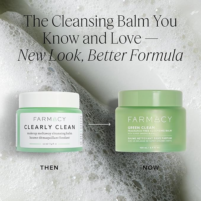Farmacy Sensitive Skin Makeup Remover Cleansing Balm - Green Clean Waterproof Makeup Remover Balm + Oil Cleanser for Face - Melts Make Up + SPF - Hydrates + Softens Skin - Fragrance Free (200ml)