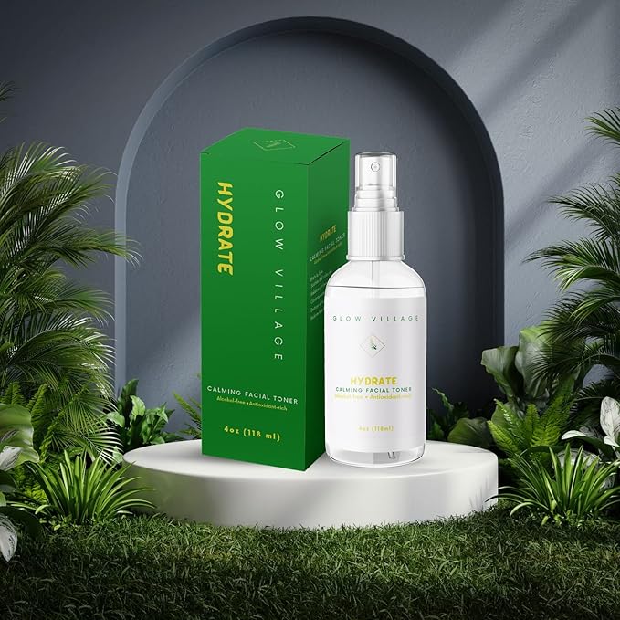 Hydrate Calming Facial Toner | Alcohol-Free, Oil-Free, Vegan, Organic Aloe Vera and Rosewater, Witch Hazel, Tea Tree | pH Balancing, Pore Tightening, for All Skin Types | 4 oz