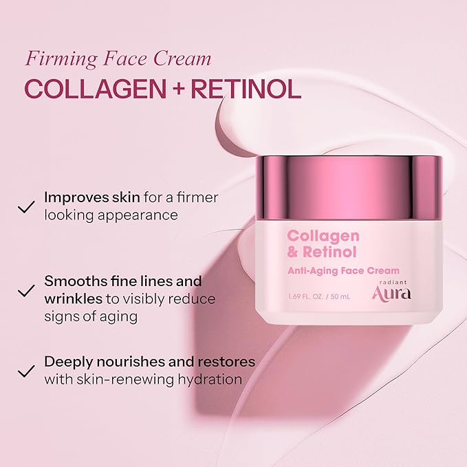 Collagen & Retinol Face Cream – Dermatologist Tested, Anti Aging, Korean Skin Care – Firming, Anti Wrinkle, Hydrating Moisturizer, Pore Care – Vegan, Clean Beauty – 1.69 Fl Oz