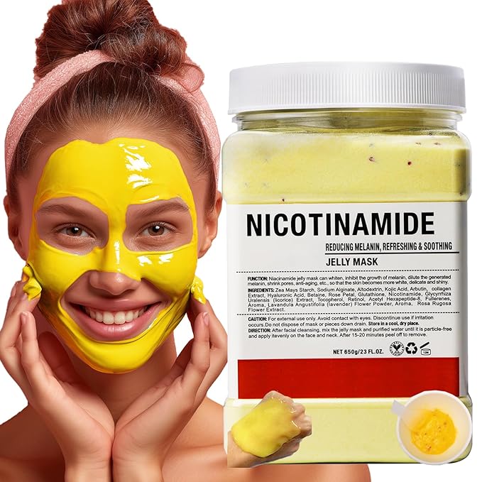 Vajacial Hydro Jelly Mask Powder for Face, Jelly Mask for Facials Professional, Jelly Facial Mask for Teens and Women. Jelly face mask. (Nicotinamide)
