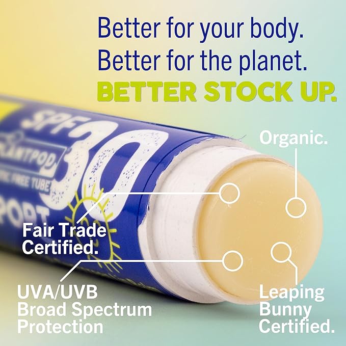 Eco Lips Classic Sport SPF 30 Broad Spectrum Sunscreen Lip Balm – 6-Pack (Classic Vanilla) | Organic Moisturizing Lip Protection | Made in USA, Cruelty-Free Outdoor Lip Care