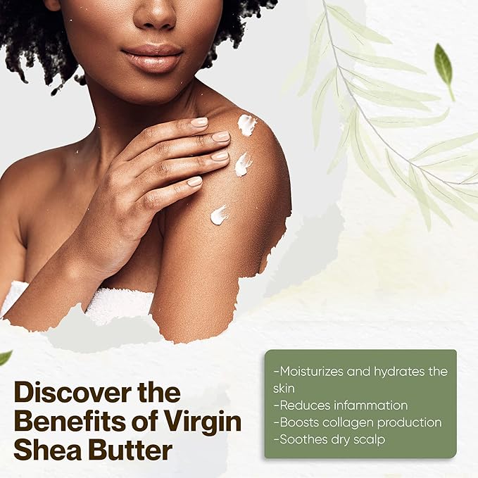 Virgin Shea Butter Raw Unrefined 16 oz – 100% Pure & Natural, Cold Pressed from Ghana, Creamy Texture with Natural Nut Aroma, for Skin, Hair Care, DIY Skincare & Beauty Recipes Net wt: 0.45kg / 1lbs