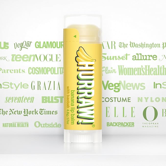 Hurraw! Banana Lip Balm: Organic, Certified Vegan, Cruelty and Gluten Free. Non-GMO, 100% Natural Ingredients. Bee, Shea, Soy and Palm Free. Made in USA