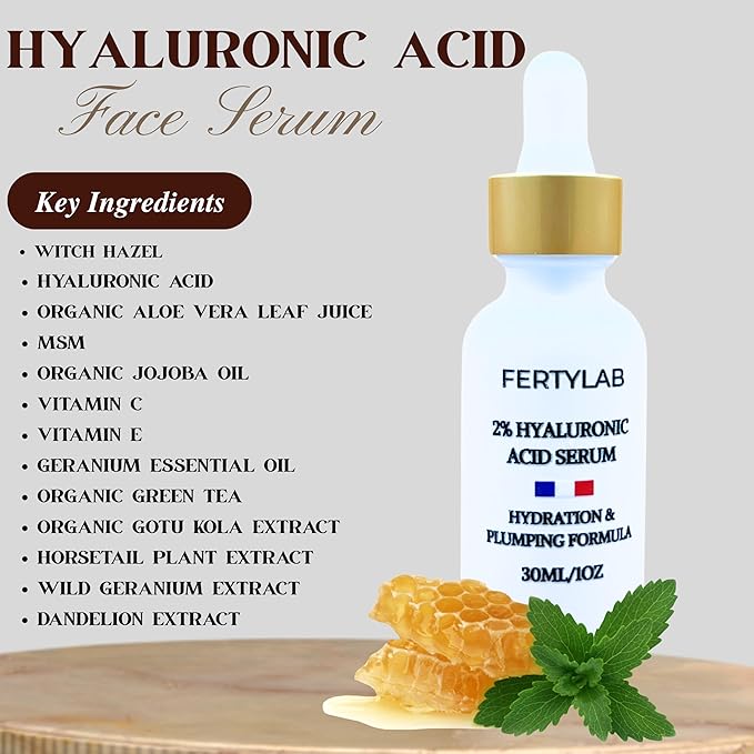 Hyaluronic Acid Serum (2%) – Anti-Aging & Plumping Moisture Boost – Hydrating Facial Serum for All Skin Types – Made in USA