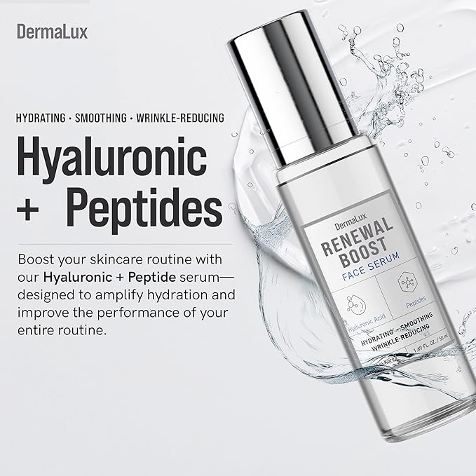 Hyaluronic Acid & Peptides Face Serum - Dermatologist Tested, Anti-Aging, Korean Skin Care, Hydrates Smooths Firms – Clean Vegan Beauty for Dry Sensitive Skin – 1.69 Fl Oz