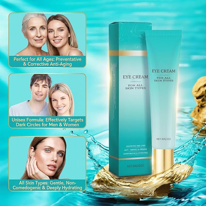 Retinol Eye Cream, Targets Dark Circles and Puffiness—Anti-Aging Formula with Hyaluronic Acid Effectively Reduces Eye Bags, Wrinkles, and Fine Lines | Unisex Moisturizing Eye Care