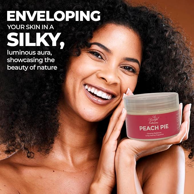 body butter peach pie scent long -lasting fragrance,hydrate skin jojoba oil and more 8oz