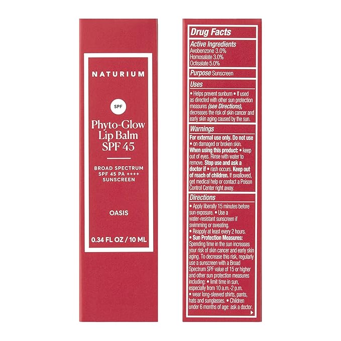 Naturium Phyto-Glow Lip Balm SPF 45 | Tinted Gloss with Broad Spectrum Sunscreen | 0.34 FL OZ / 10 mL, Oasis