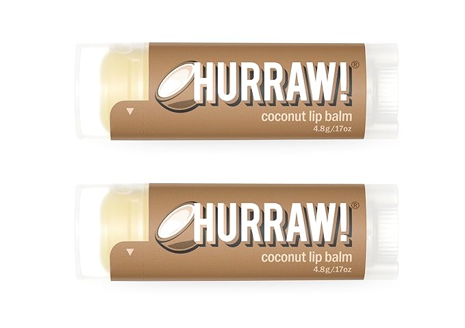 Hurraw! Coconut Lip Balm, 2 Pack: Organic, Certified Vegan, Cruelty and Gluten Free. Non-GMO, 100% Natural Ingredients. Bee, Shea, Soy and Palm Free. Made in USA