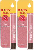 Burt's Bees Shimmer Lip Tint, Tinted Lip Balm Stick, Moisturizing for All Day Hydration with Natural Glowy Pigmented Finish & Buildable Color, Peony, 1 Tube, 0.09 oz. (Pack of 2)